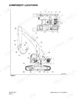 terex-txc-225lc-1-hydraulic-excavator-shop-manual-023-00081e-exploded-view-48.webp Terex TXC 225LC-1 component location diagram showing numbered parts on the excavator chassis, boom, arm, and bucket.