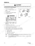 terex-txc-225lc-1-hydraulic-excavator-shop-manual-023-00081e-procedures-97.webp Terex TXC 225LC-1 cab removal procedure, safety warnings, and Figure 1 showing cab control and battery disconnection steps.