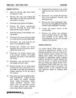vibromax-255-265-tandem-vibratory-roller-service-manual-sm61005-procedures-30.webp Vibromax 255, 265 service manual page detailing step-by-step engine removal procedures and Kubota 1403B engine overhaul info.