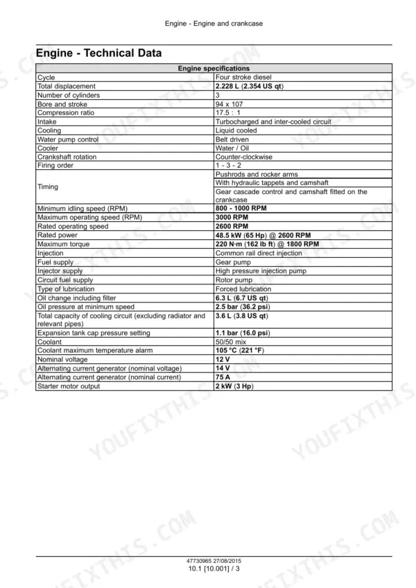 Vm Motori R 753 IE4, VM Motori R 753 IE4 technical data table listing engine specifications, dimensions, and performance.