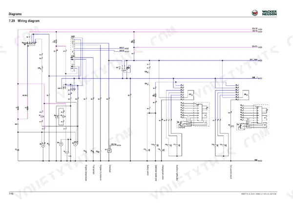 Wacker Neuson ET18, ET20, ET24, E12-02, E12-03, E12-04 wiring diagram showing electrical circuits, sensors, and solenoids.