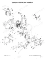 walker-mdd-mdg-rider-lawnmower-parts-catalog-7000-2-drivetrain-parts-24.webp Walker MDD, MDG hydrostatic ground drive assemblies exploded view showing pumps, cooling fans, and linkage components.