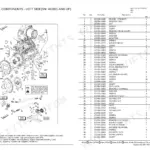 Yanmar 0CK50-M01410EN exploded view of engine external components, left side, with parts list for 4TNV98CT engine.
