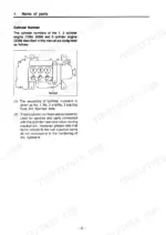 yanmar-1gm10-to-3gm30fv-diesel-engine-operation-manual-49961-202281-specs-10.webp Yanmar 1GM10, 2GM20, 3GM30, GM series engine diagram showing cylinder numbering sequence starting from the flywheel.