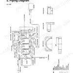 Yanmar 2TD, 3TD, 4TD piping diagram showing fuel, lube oil, and sea water cooling system flow and component details.