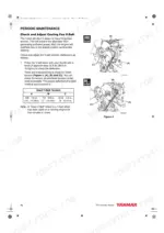yanmar-2tnv70-to-4tnv106t-industrial-engines-operator-manual-0atnv-g00102-troubleshooting-98.webp Yanmar 2TNV70-4TNV106T manual: Periodic maintenance procedure to check and adjust cooling fan V-belt tension with deflection table.