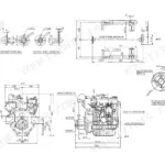 Yanmar 3JH2 Series, 3JH2E, 3JH2-TE, 3JH25A, 3JH30A, 3JH2-(B)E, 3JH2-T(B)E, 3JH2F, KBW-10E, KM3A, KM3P1, KM3P3, KM35P1 engine outline diagram showing dimensions, propeller shaft coupling, and pulley details.