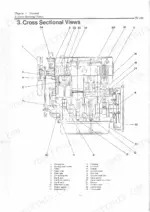 yanmar-3tn100e-4tn100e-4tn100te-industrial-diesel-engine-service-manual-0000aoc1927-t-8905-exploded-view-12.webp Yanmar 3TN100E, 4TN100E, 4TN100TE, TN 100 series engine cross-sectional view diagram with numbered component parts list.