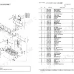 Yanmar 3TN63L-UNH2, Y00D4380 exploded view of cylinder head and bonnet assembly with corresponding parts list table.