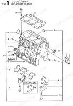yanmar-3tna72l-utb-yb10-2-industrial-engine-parts-catalog-y00b3761-engine-parts-3.webp Yanmar 3TNA72L-UTB (YB10-2) cylinder block exploded view showing main bearings, head gasket, and mounting hardware.
