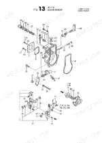 yanmar-3tnc78l-rkah-v2-engine-parts-catalog-y00b4192-governor-parts-28.webp Yanmar 3TNC78L-RKAH (V2), 3TNC78L-RKAH exploded view diagram of the engine governor assembly and components.