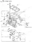 Yanmar 3TNE68-NBAB (B15AY) exploded view diagram of the cylinder block, main bearings, and head gasket.