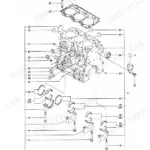 Yanmar 3TNE68-NTB, 3TNE68-TB1, ETB1, TB014, TB016, Y00D6550 exploded view diagram of the engine cylinder block assembly.