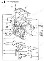 yanmar-3tne68l-ubc-industrial-engine-parts-catalog-engine-parts-3.webp Yanmar 3TNE68L-UBC, 3TNE68L-UBC (B19), T-series exploded view of cylinder block, main bearings, and head gasket.