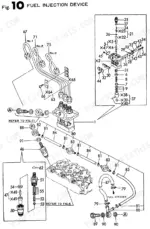 yanmar-3tne68l-ubc-industrial-engine-parts-catalog-fuel-parts-21.webp Yanmar 3TNE68L-UBC, 3TNE68L-UBC (B19), T-series fuel injection device exploded view showing fuel lines and pump components.