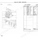 Yanmar 3TNE78A-TBY, TB25FR cylinder block exploded view diagram and parts list with reference numbers and descriptions.
