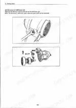 yanmar-3tnv-4tnv-series-industrial-diesel-engine-mini-excavator-skid-steer-loader-service-manual-m9961-02e050-wiring-180-1.webp Yanmar 3TNV, 4TNV series starting motor shift lever pin removal procedure and exploded view of gear case components.
