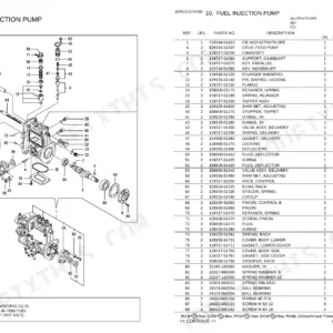 Yanmar 3TNV70-DPE, MINI DIGGER fuel injection pump exploded view diagram and parts list table with reference numbers.
