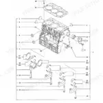 Yanmar 3TNV70-STB, TB014, TB016, 3TNV70- STB exploded view diagram of the engine cylinder block and bearings.
