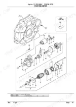 yanmar-3tnv74f-sptb-engine-parts-catalog-p-tb216eba-electrical-parts-36.webp Yanmar 3TNV74F-SPTB, P-TB216EBA exploded view diagram of the starting motor assembly and housing components.