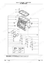 yanmar-3tnv74f-sptb-engine-parts-catalog-p-tb216eba-engine-parts-6.webp Yanmar 3TNV74F-SPTB, P-TB216EBA exploded view diagram of the cylinder block, main bearings, and head gasket components.