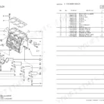 Yanmar 3TNV76-GGE, TNV Series, 3TNV70-GGE, 3TNV70-ASA, 3TNV70-HGE, 3TNV76-CSA, 3TNV76-HGE cylinder block exploded view and parts list.
