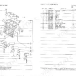 Yanmar 3TNV82A-M5FA cylinder block exploded view diagram and parts list with reference numbers for engine components.