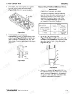 Yanmar 3TNV82A-4TNV106T manual: valve guide and stem seal installation diagrams, identification table, and assembly steps.