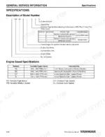 Yanmar 3TNV82A-4TNV106T manual: model number description, governor type table, and engine speed specifications chart.