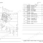 Yanmar 3TNV84T-XBL, 4JH-DT, 4JH-DTZ, 4JH-DTZA, 4JH-DTZY, 4JH-DTZP cylinder block exploded view and parts list table.
