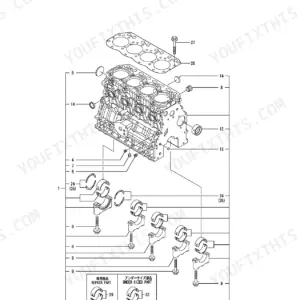 Yanmar 3TNV88-BKMS Skid-Steer Loaders exploded view of engine cylinder block.