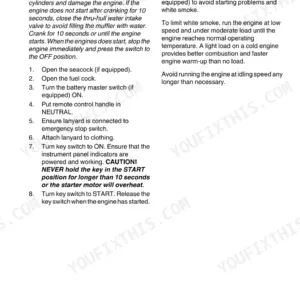 Yanmar 4BY150/150Z, 4BY180/180Z, 6BY220/220Z, 6BY260/260Z, 4BY, 6BY engine operation manual: starting and cold start procedures.