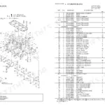 Yanmar 4LHA Series cylinder block exploded view and parts list.