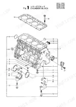 yanmar-4tn84l-rba-engine-parts-catalog-y00b4202-engine-parts-3.webp Yanmar 4TN84L-RBA exploded view diagram of the cylinder block, including main bearings, caps, and head gasket.