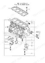 yanmar-4tn84l-rbb-engine-parts-catalog-y00b4401-engine-parts-3.webp Yanmar 4TN84L-RBB exploded view diagram of the cylinder block, including main bearings, caps, and head gasket.