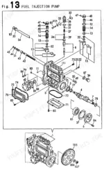 yanmar-4tn84tl-rbs-industrial-diesel-engine-parts-catalog-y00b5001-fuel-parts-27.webp Yanmar 4TN84TL-RBS, 4TN84TL-RBS (B50W) exploded view diagram of the fuel injection pump assembly and components.