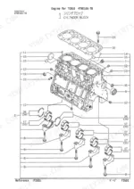 yanmar-4tne106-tb-engine-parts-catalog-y00d7510-engine-parts-4.webp Yanmar 4TNE106-TB, TCR50 4TNE106-TB exploded view diagram of the cylinder block, main bearings, and head gasket.