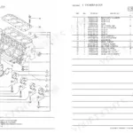 Yanmar 4TNE84-SA, 4TNE84-G1A, 4TNE84-G2A cylinder block exploded view diagram and parts list with reference numbers.