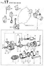 yanmar-4tne84t-bs-industrial-engine-parts-catalog-y00b6190-electrical-parts-35.webp Yanmar 4TNE84T-BS, 4TNE84T-BS (B50W-1), Y00B6190 exploded view diagram of the starting motor and electrical components.