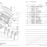 Yanmar 4TNE84T-SA, 4TNE84T-G1A, 4TNE84T-G2A exploded view diagram and parts list for cylinder block assembly.