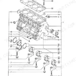 Yanmar 4TNE88-3BY, 3CY, 3CY (B6U), 4TNE88-3CY exploded view of cylinder block, main bearings, and head gasket components.