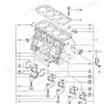 Yanmar 4TNE88-(E) TB (1) (Z), 4TNV88-QTB, QTB1, TB145, 4TNE88-TB (1), 4TNE88-ETB (1), 4TNE88-ETBZ cylinder block exploded view.