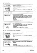 yanmar-4tne94-4tne98-4tne106-mini-excavator-skid-steer-loader-service-manual-hinshi-h8013-r1-exploded-view-8.webp Yanmar 4TNE94, 4TNE98, 4TNE106, 4TNE106T safety manual page covering working wear, tools, genuine parts, and torque procedures.