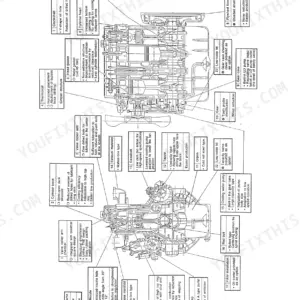 Yanmar 4TNE engine structural description diagram with component callouts.