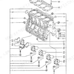 Yanmar 4TNE98-BV (ViO70) Parts Catalog: exploded view diagram of the cylinder block, main bearings, and bolts.