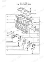 Yanmar 4TNE98-BV (ViO70) Parts Catalog: exploded view diagram of the cylinder block, main bearings, and bolts.