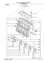 Yanmar 4TNE98-TB, 4TNE98-TBA, 4TNV98-WTB, TB75/80FR exploded view diagram of the engine cylinder block and bearings.
