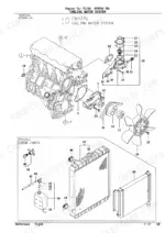 yanmar-4tne98-tbl-4tnv98-ytbl-engine-parts-catalog-cooling-parts-22.webp Yanmar 4TNE98-TBL exploded view of the cooling water system, including water pump and radiator.