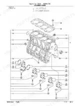 yanmar-4tne98-tbz-4tnv98-vtbz-engine-parts-catalog-yood8020-engine-parts-7.webp Yanmar 4TNE98-TBZ, 4TNV98-VTBZ, TB175 exploded view diagram of the engine cylinder block and main bearing assembly.