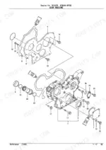 yanmar-4tnv88-bptbz-excavator-parts-catalog-000y00d9770-drivetrain-parts-8.webp Yanmar 4TNV88-BPTBZ, TB153FR exploded view diagram of the engine gear housing and related components.